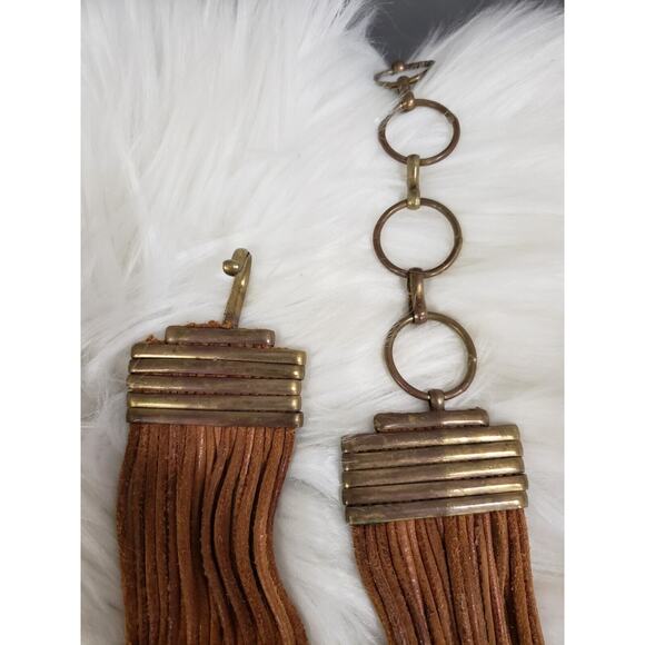 GORGEOUS Georgia Leather Brass Statement Belt y2k boho western 80s 90s‎ mom - Picture 5 of 8